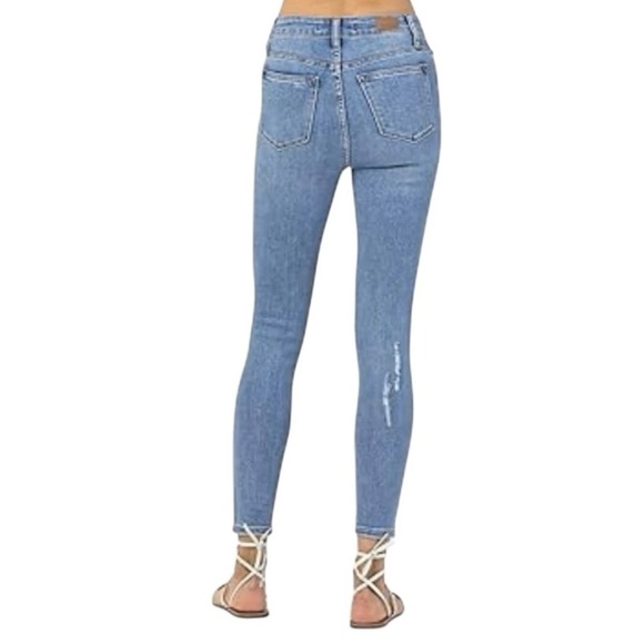 NWT Judy Blue High Waist Control Top Skinny Distressed Stretch Denim Jeans - Picture 8 of 8